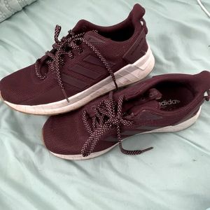 Maroon Adidas Sneakers, women’s size 7 1/2, lightly worn.